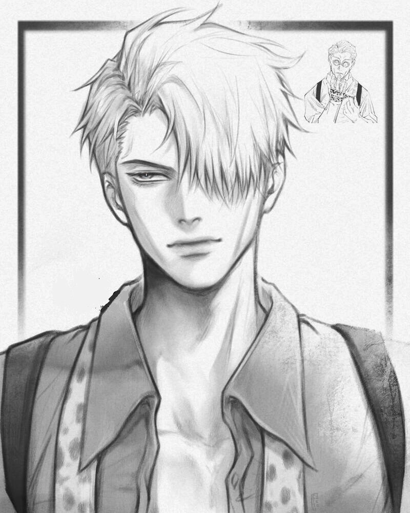 ảnh nam anime đen trắng