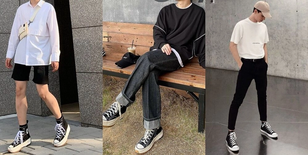 phối đồ với giày converse cổ cao nam