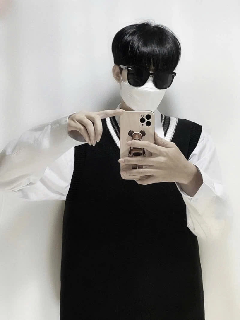 Hình nam sinh che mặt theo trend