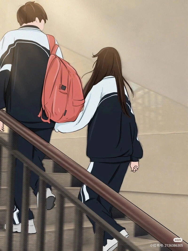 Hình ảnh nắm tay cùng bước lên cầu thang dễ thương