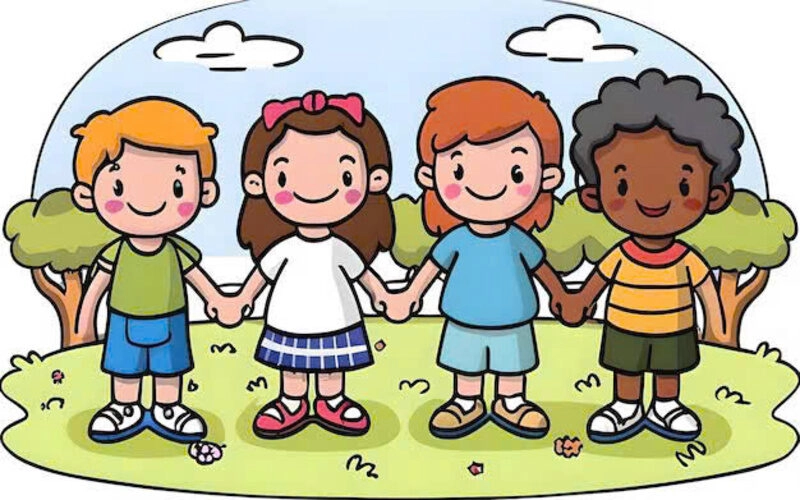 Hình ảnh trẻ em nắm tay đoàn kết