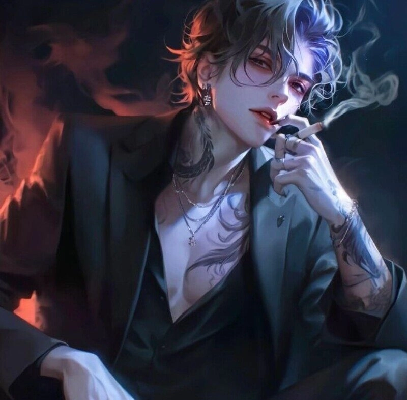 ảnh anime nam hút thuốc buồn