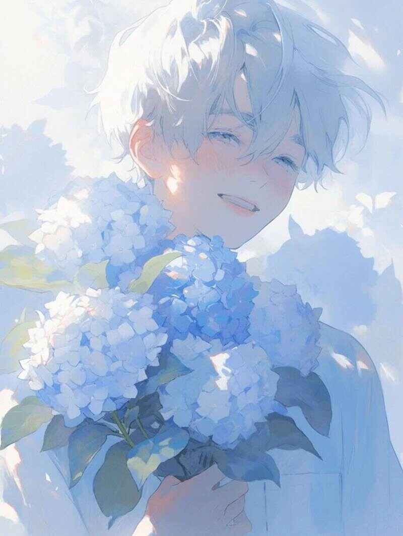 ảnh anime nam tóc trắng cute