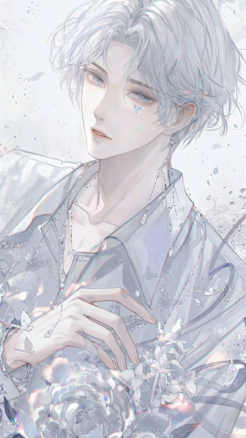 ảnh anime nam tóc trắng lạnh lùng