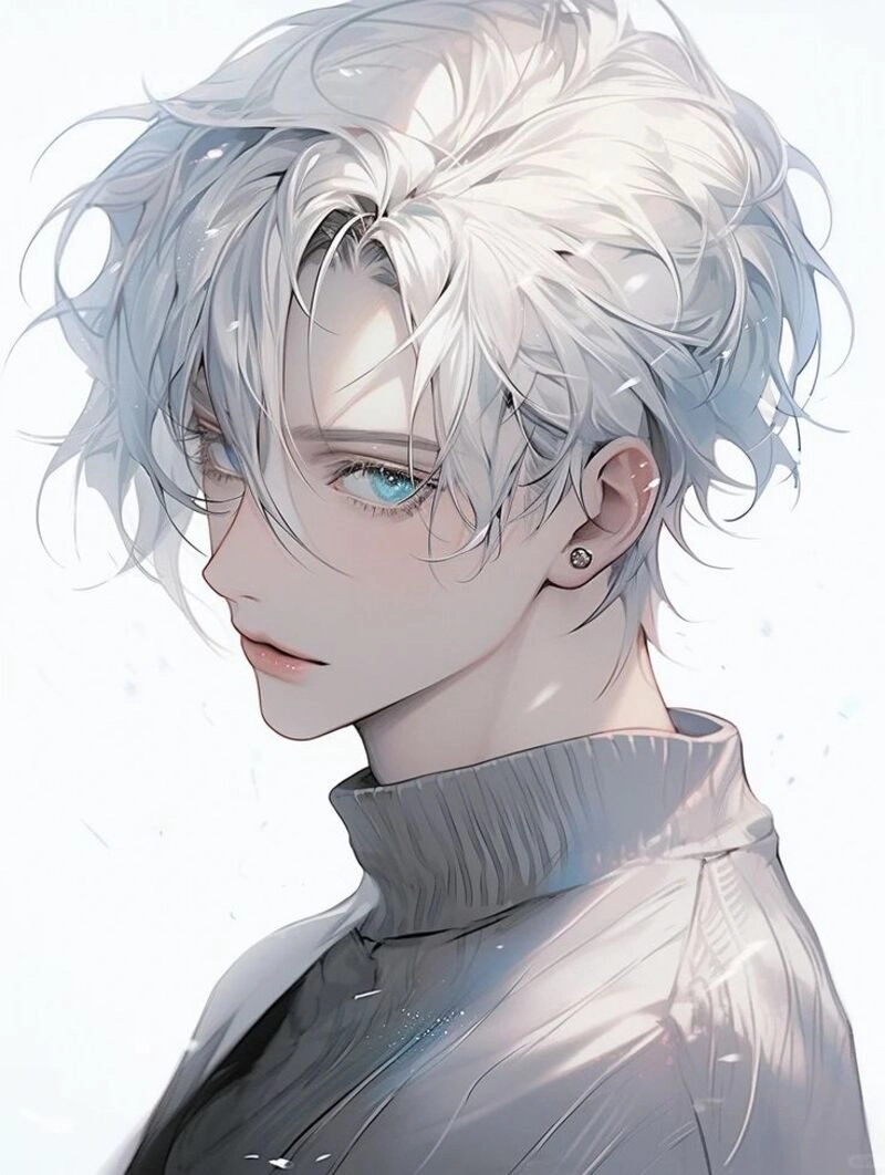 ảnh anime nam tóc trắng ngầu