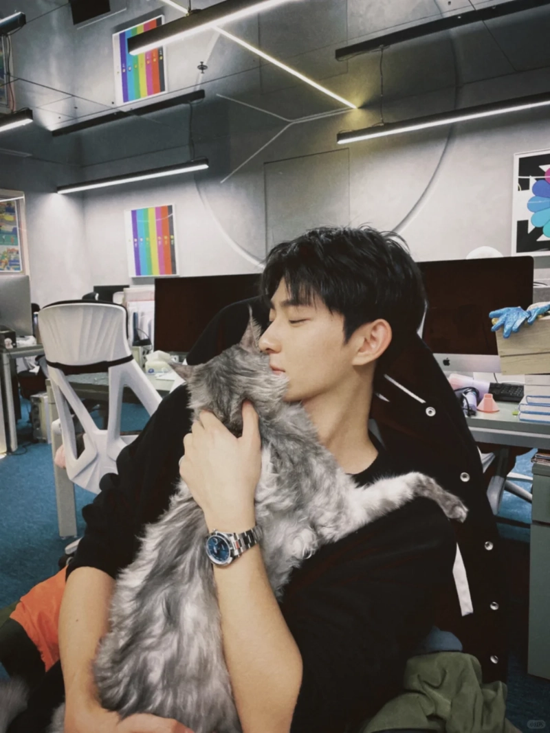 ảnh trai đẹp ôm mèo