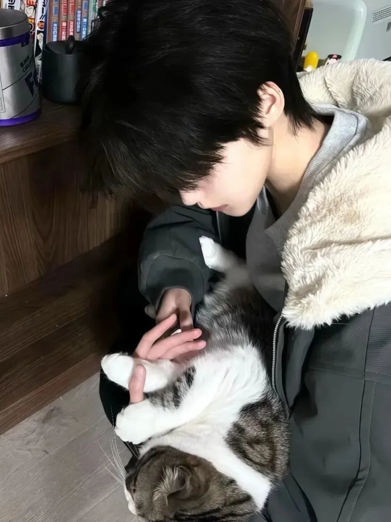 ảnh trai đẹp ôm mèo
