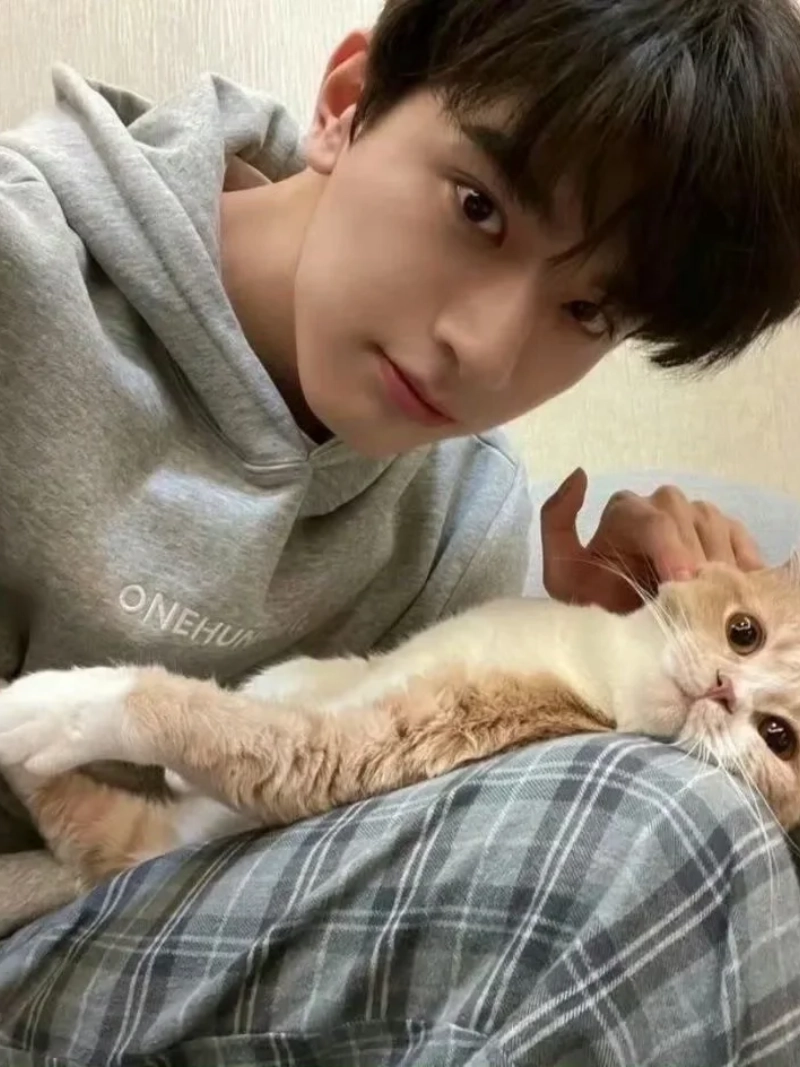 ảnh trai đẹp ôm mèo