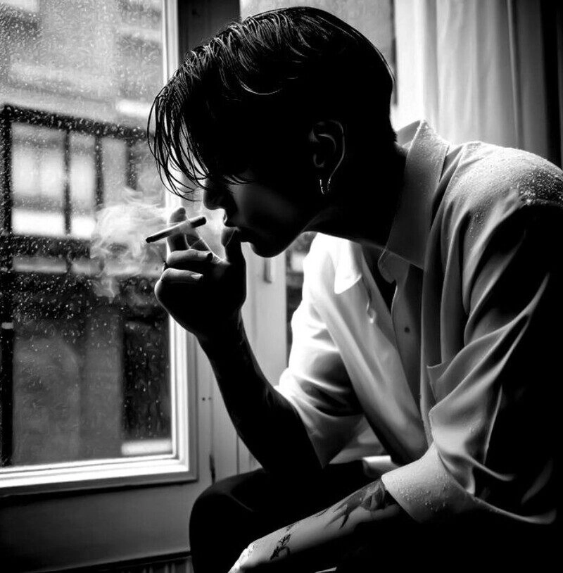 hình ảnh nam hút thuốc
